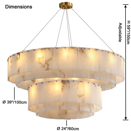 Modern Tiered Ring Alabaster Chandelier – Alabaster detail 11