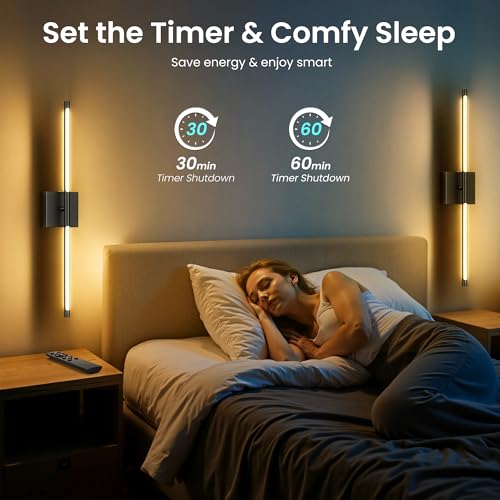 10000mAh Rechargeable Wall Lights, Black, 29 Inch, 3CCT, 2 Pack
