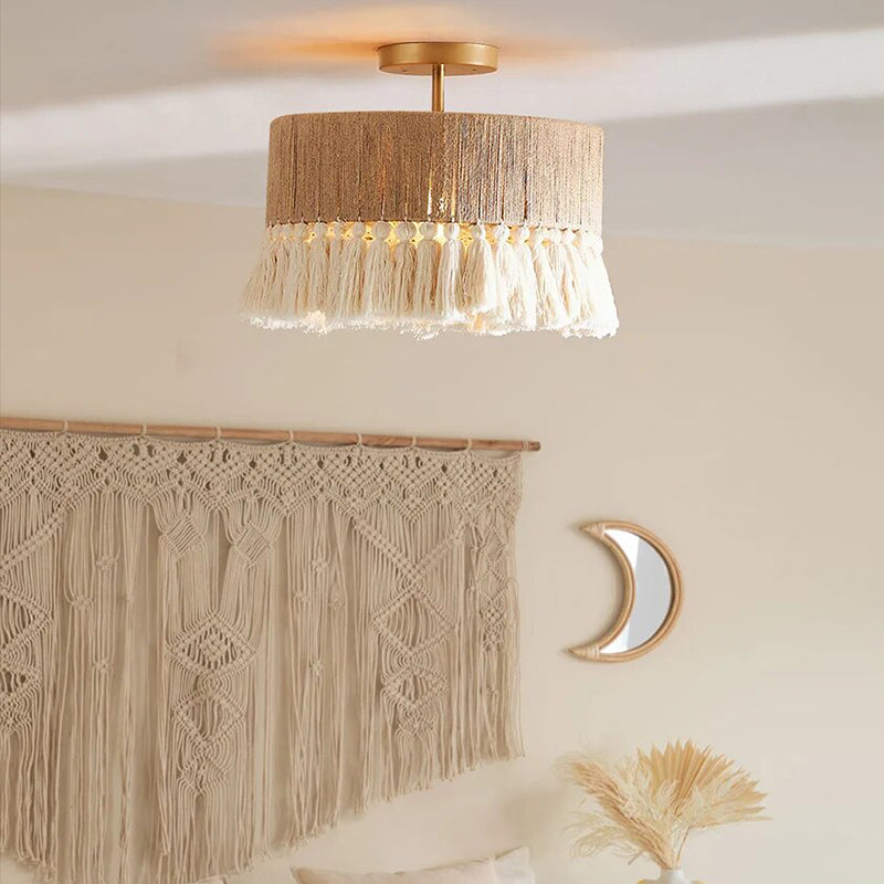 Boho Vintage Twine Fringe Pendant Light – detail 37