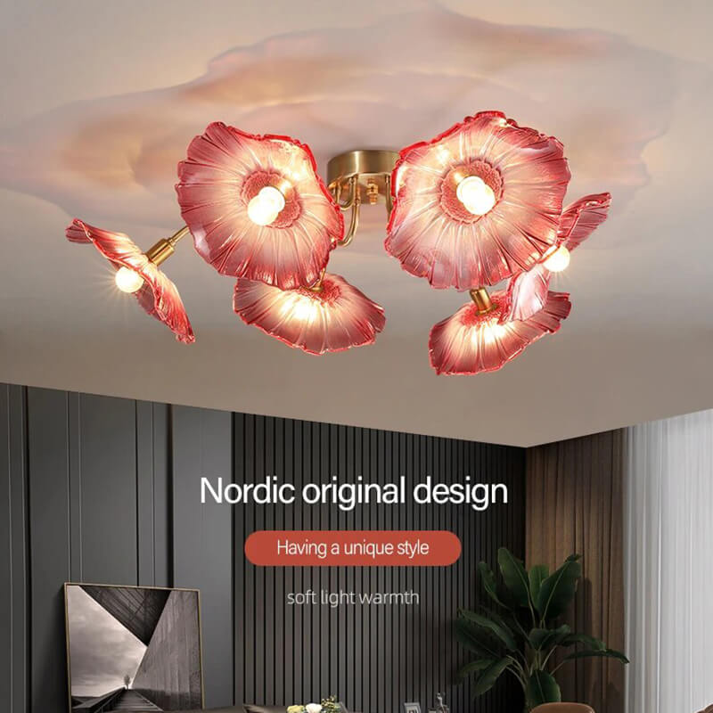 Lotus Leaf Glass Ceiling Lamp for Living Room – Glass detail 23