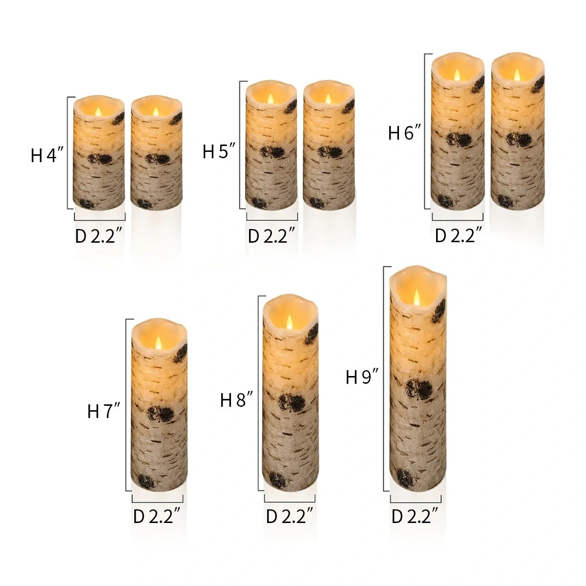 Birch Bark LED Flameless Paraffin Candle 9 Pack × 8 Flameless Candle – detail 8