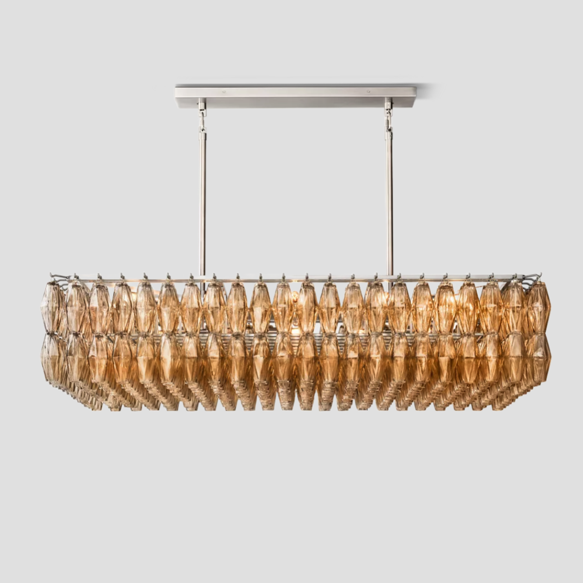 Chiara Glass Tiered Rectangular Chandelier – Glass detail 13