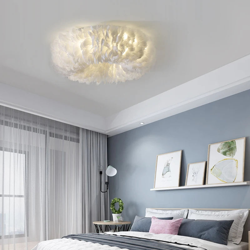 LED Ceiling Light Nordic Feather Bedroom Living Room Hallway