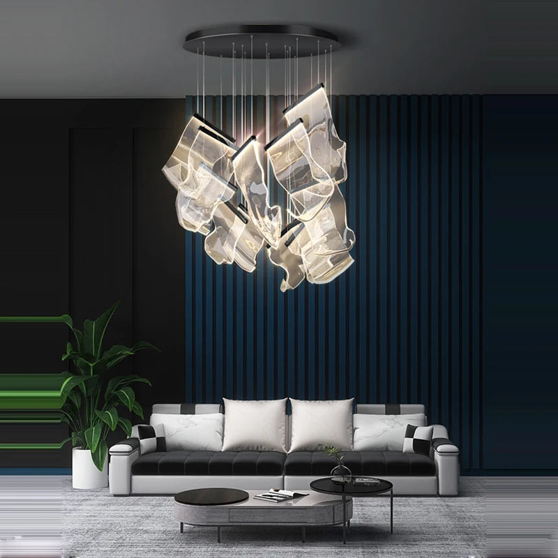 Postmodern Golden Art Paper Pendant Lights