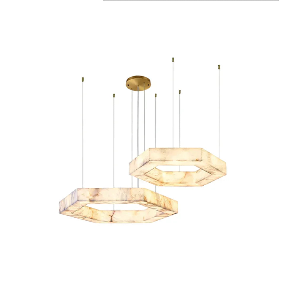 Hexagonal Alabaster Chandelier – Alabaster detail 17