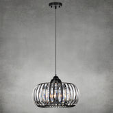 Modern Oblate Black Crystal Chandelier