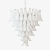 Murano White Glass Petals Chandelier