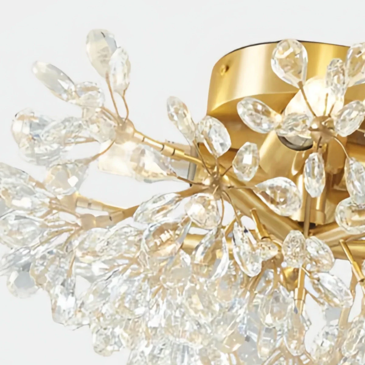 French Semi-Flush Brass Crystal Ceiling Light – Crystal detail 11