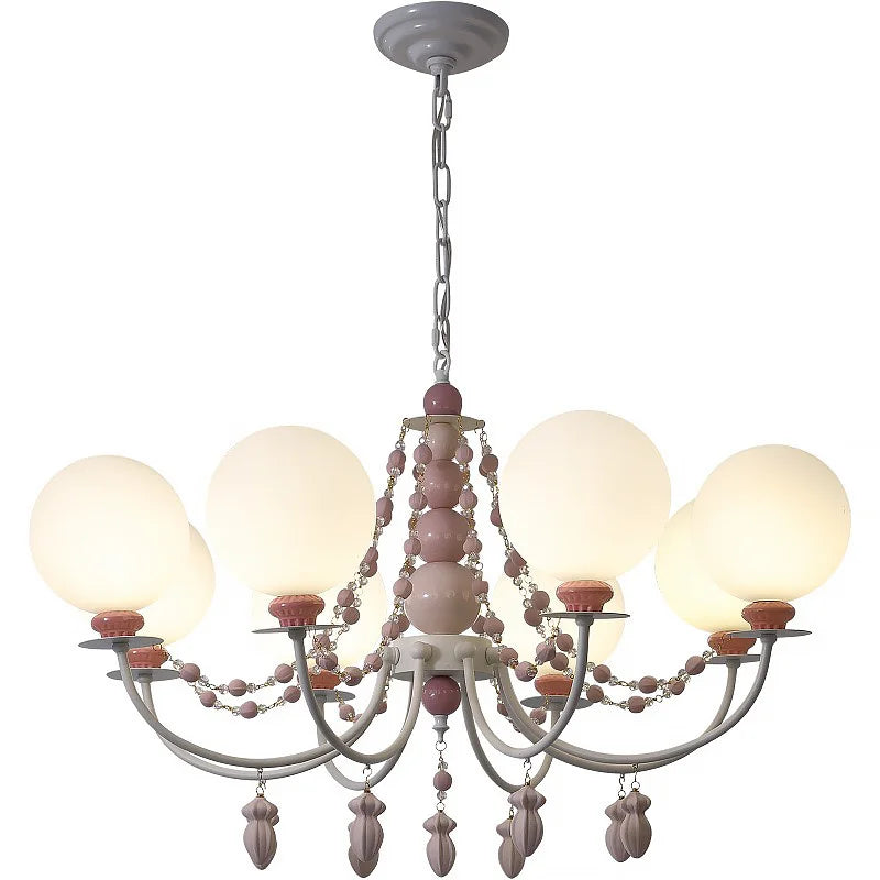 Nordic Creamy LED Chandelier Romantic French Ceramic Pendant