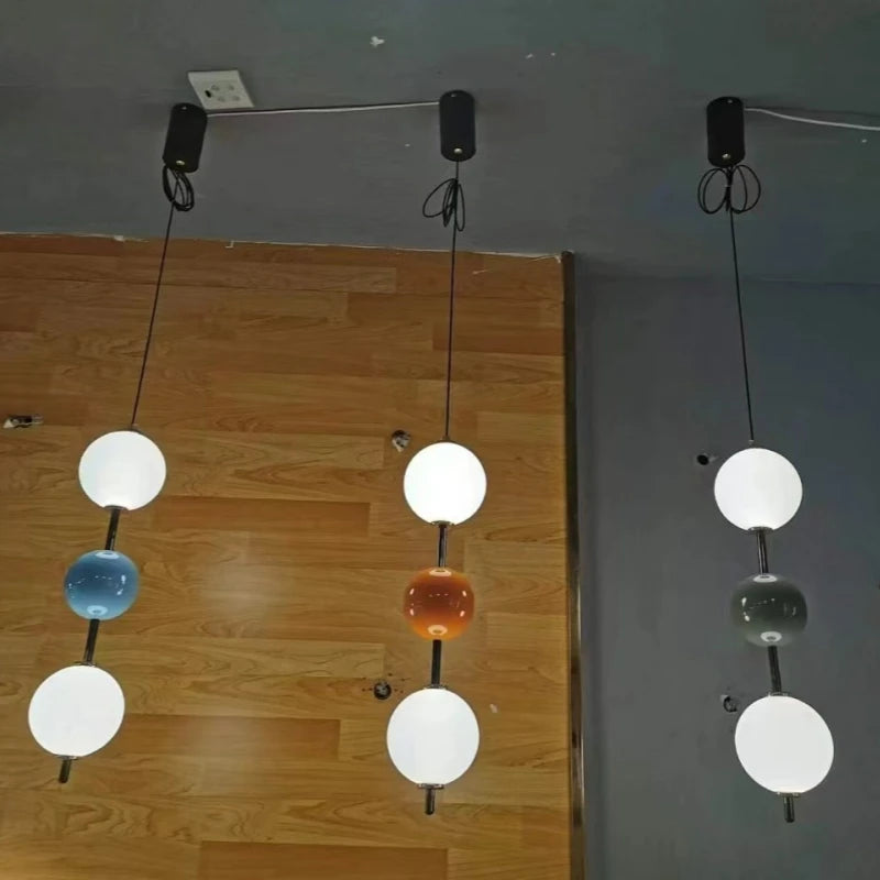 Colorful Ball LED Pendant Light White Glass