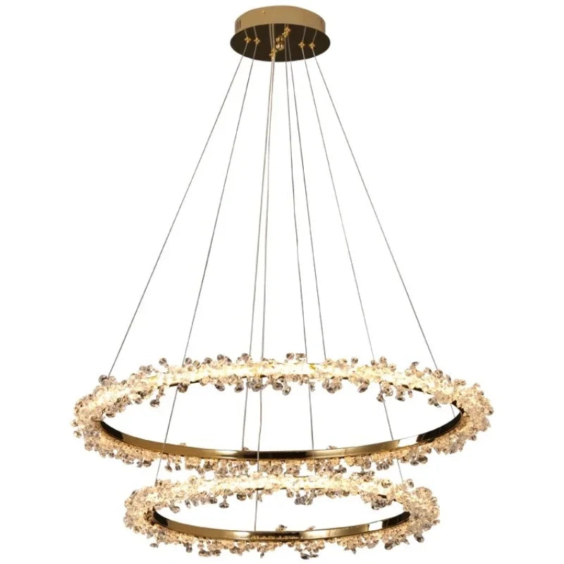 Crystal Dimmable Pendant Light Living Room Circle
