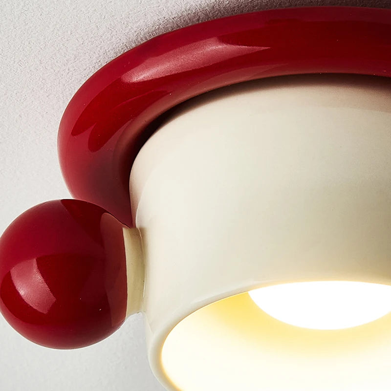 Creative Art Ceramics Metal Ceiling Light Cute Cup Shape G4