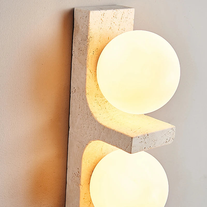 Wall Light Sconce Natural Stone White Glass G9 Bulb