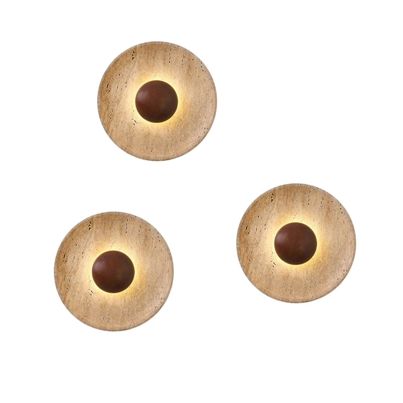 Mdoern Natural Stone Wall Light Sconce Dark Wood 25CM