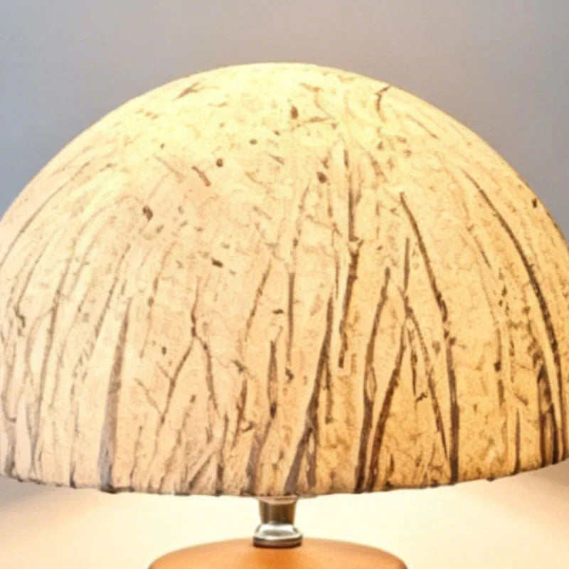 Paper Lampshade Table Lamp Brown Wood Base E27 Bulb Roon