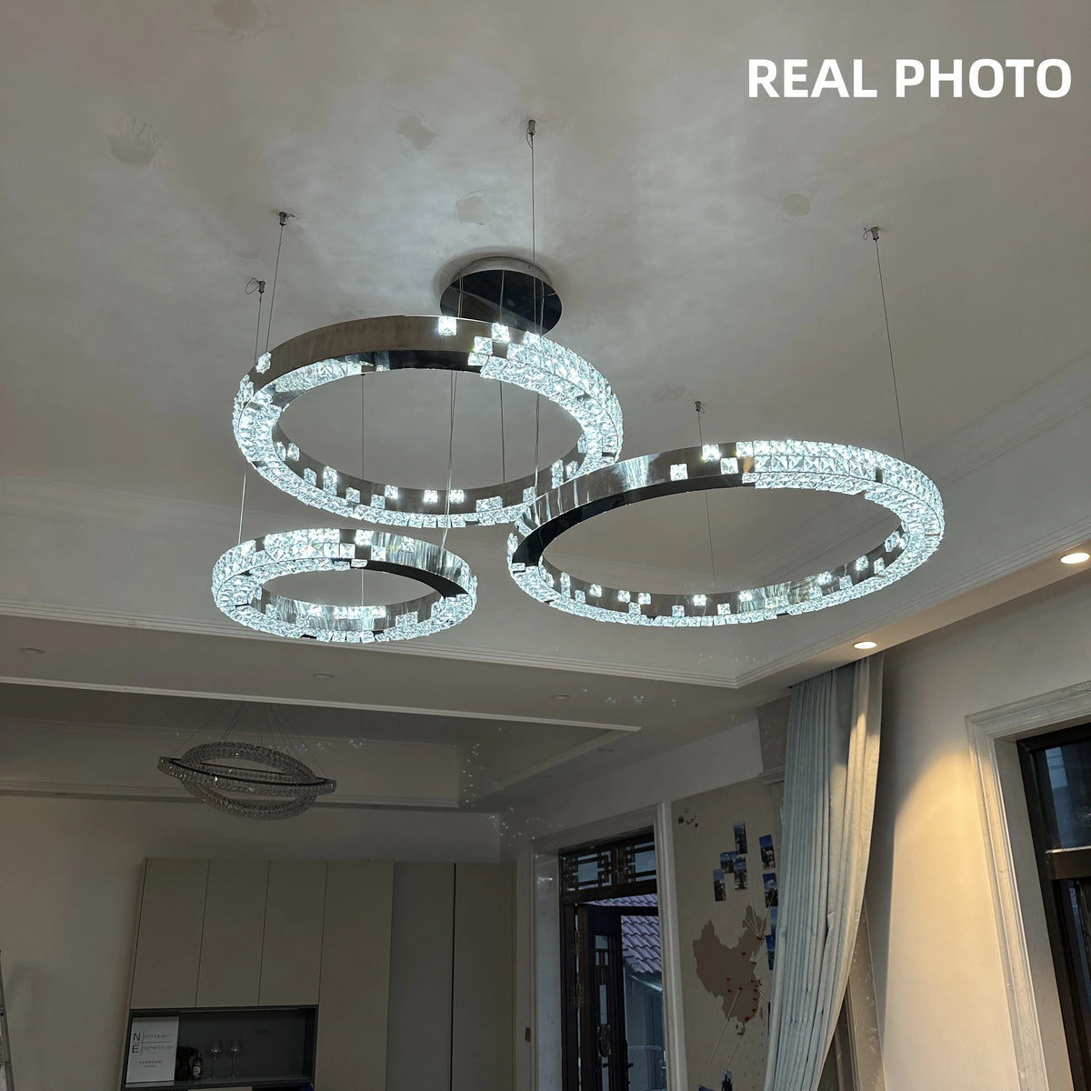 Circle LED Dimmable Chandelier Foyer K9 Crystal Pendant
