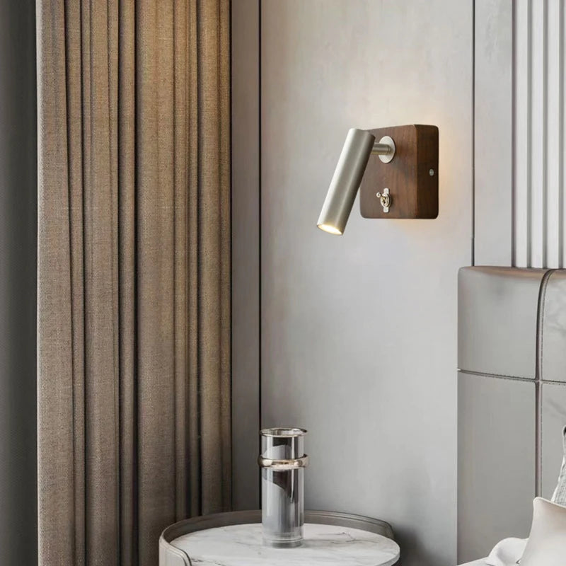 With Switch Wall Lamp Gold Silver Brass Wooden