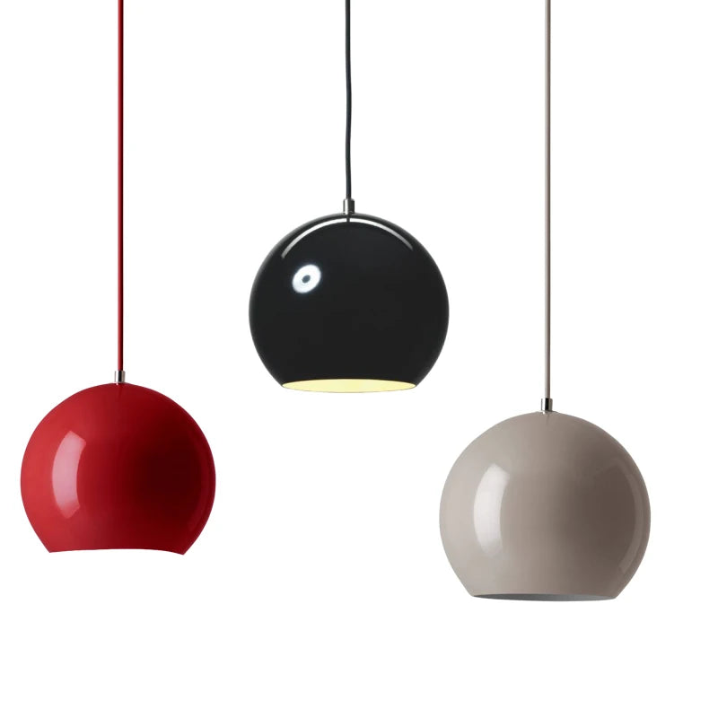 Red Black Gray Metal Pendant Light E27 Bulb LED Lamp