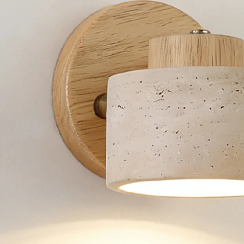 Real Stone Wall Lamp G9 Bulb Wood Base