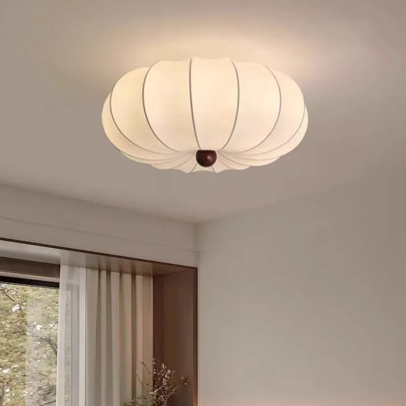 Silk LED Ceiling Lamp Bedroom Romantic White Chandelier