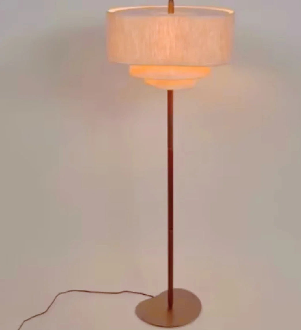 Japanese Wabi Sabi LED Floor Lamp Fabric Shade