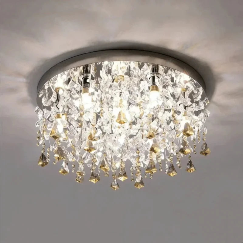 Steel Ceiling Lights LED Crystal Lamp Living Room Luminaires