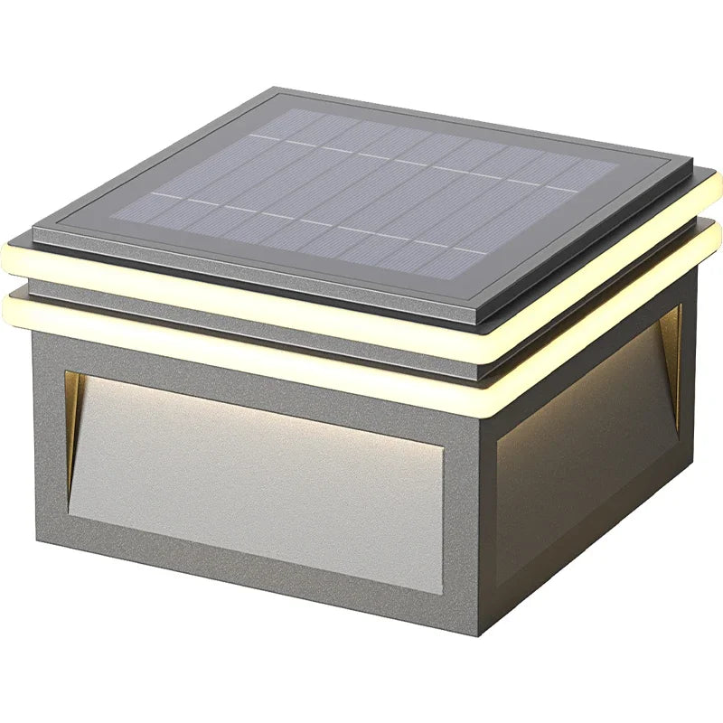 Solar Pillar Lights LED Wall Lamp Outdoor Waterproof
