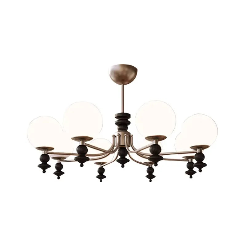 American Glass E27 LED Chandelier Foyer Nickel Pendant