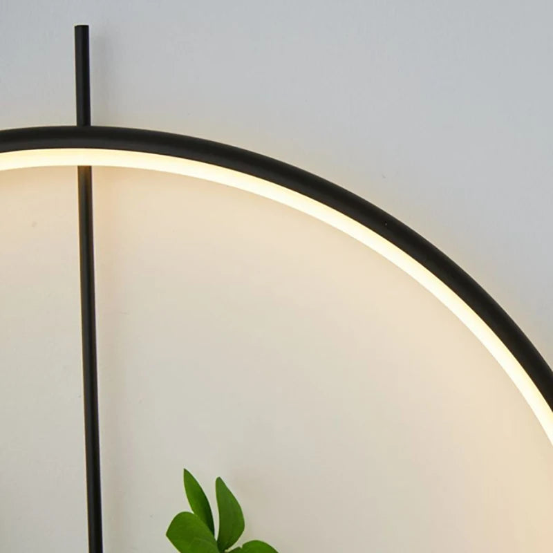 Aluminium Ring Wall Lamp 3000K White Black Without Plants