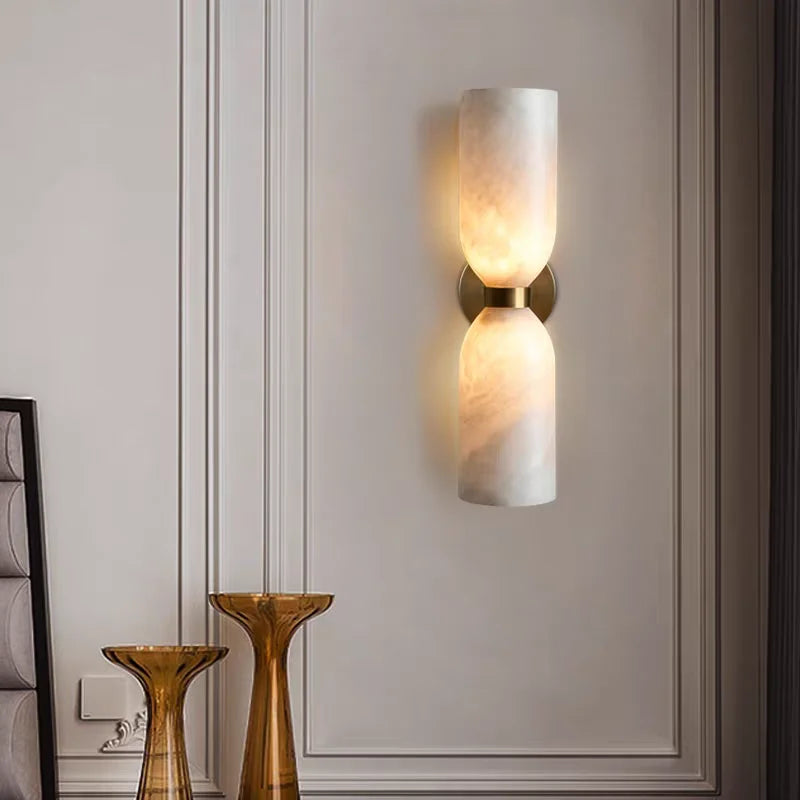 Real Marble Wall Light Gold Black Copper E14 Bulb For Indoor