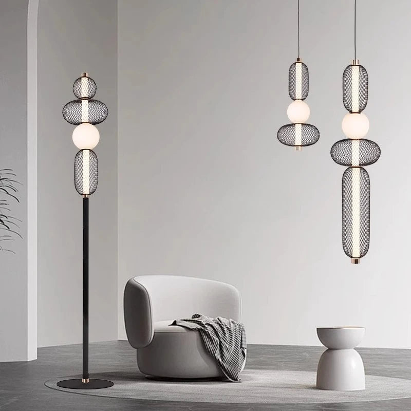 Black Grid Restaurant Pendant Light Designer Coffee Table