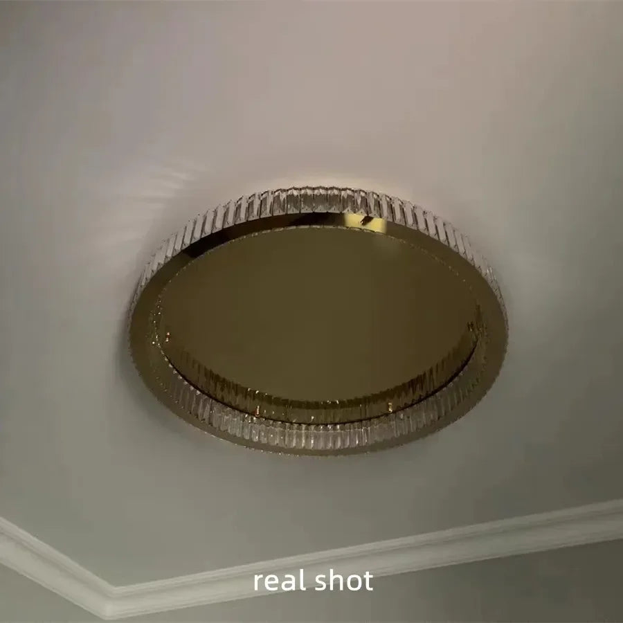 Crystal LED Dimmable Ceiling Lights Living Room Gold Steel