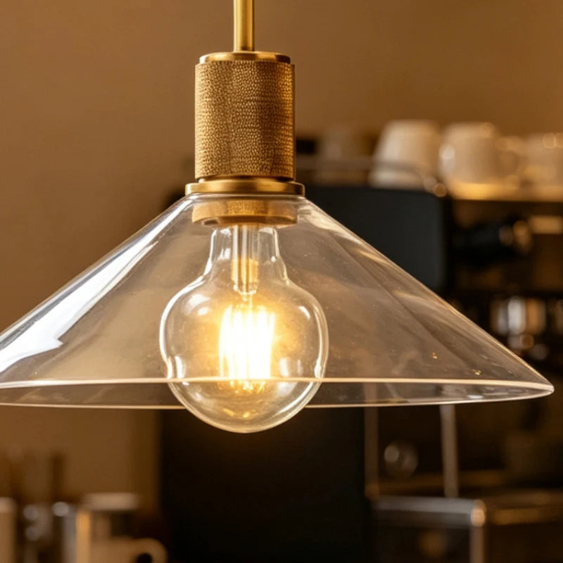 American Retro Copper-Colored Glass Restaurant Chandelier