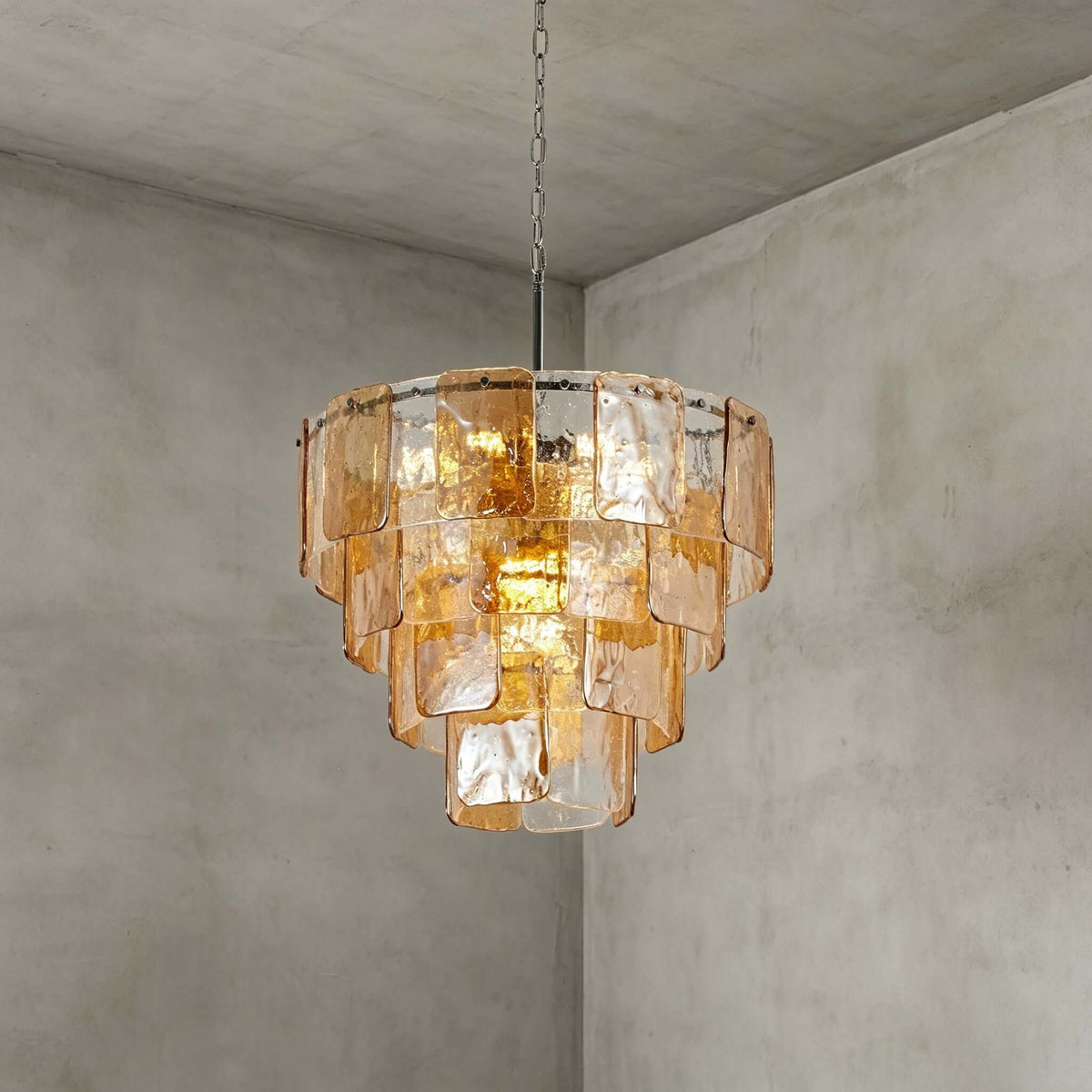 Layered Amber Glass Sculptural Chandelier – Glass detail 20