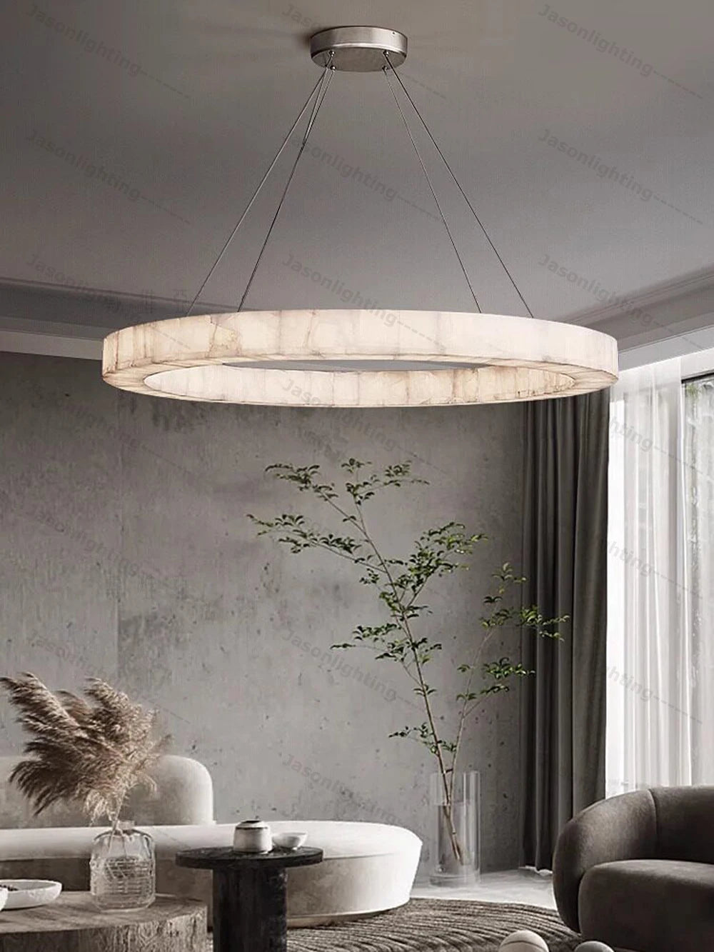 Dimmable LED Natural Marble Pendant Light Alabaster