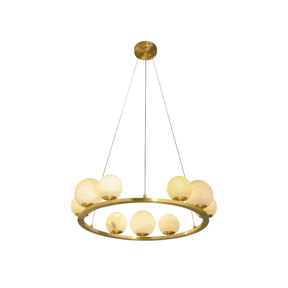 Spherical Tagliato Alabaster Chandelier – Alabaster detail 17