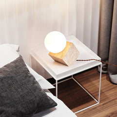 Travertine Cube Stone Table Lamp