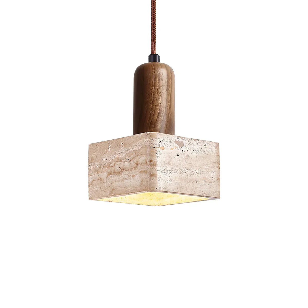 Travertine Talla Wood Pendant Lamp – Travertine detail 14