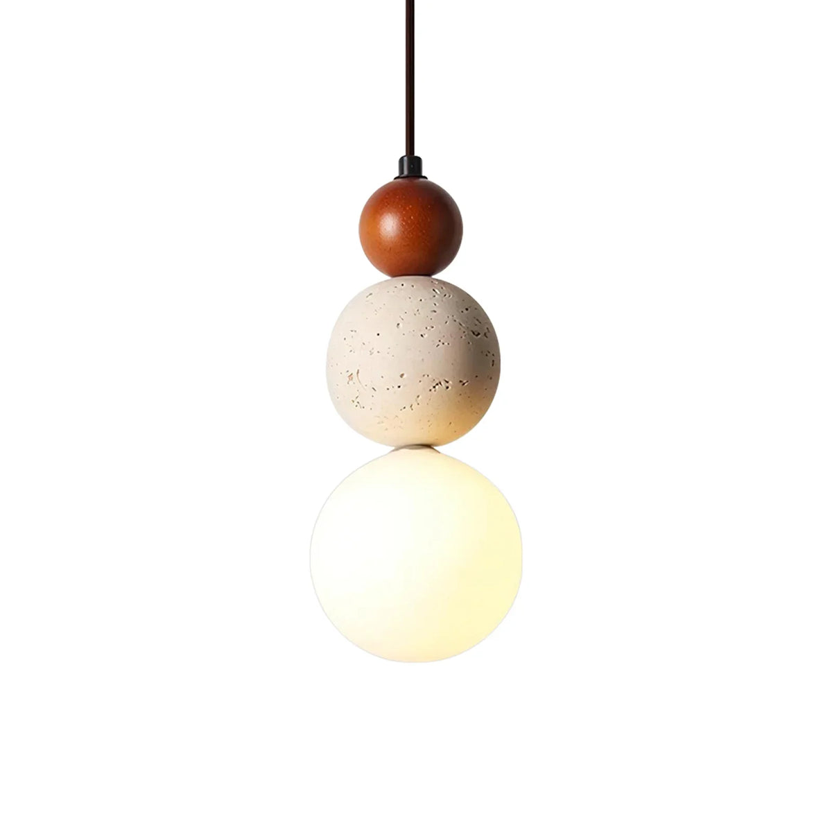Travertine Trio Orb Pendant Lamp – Travertine detail 18