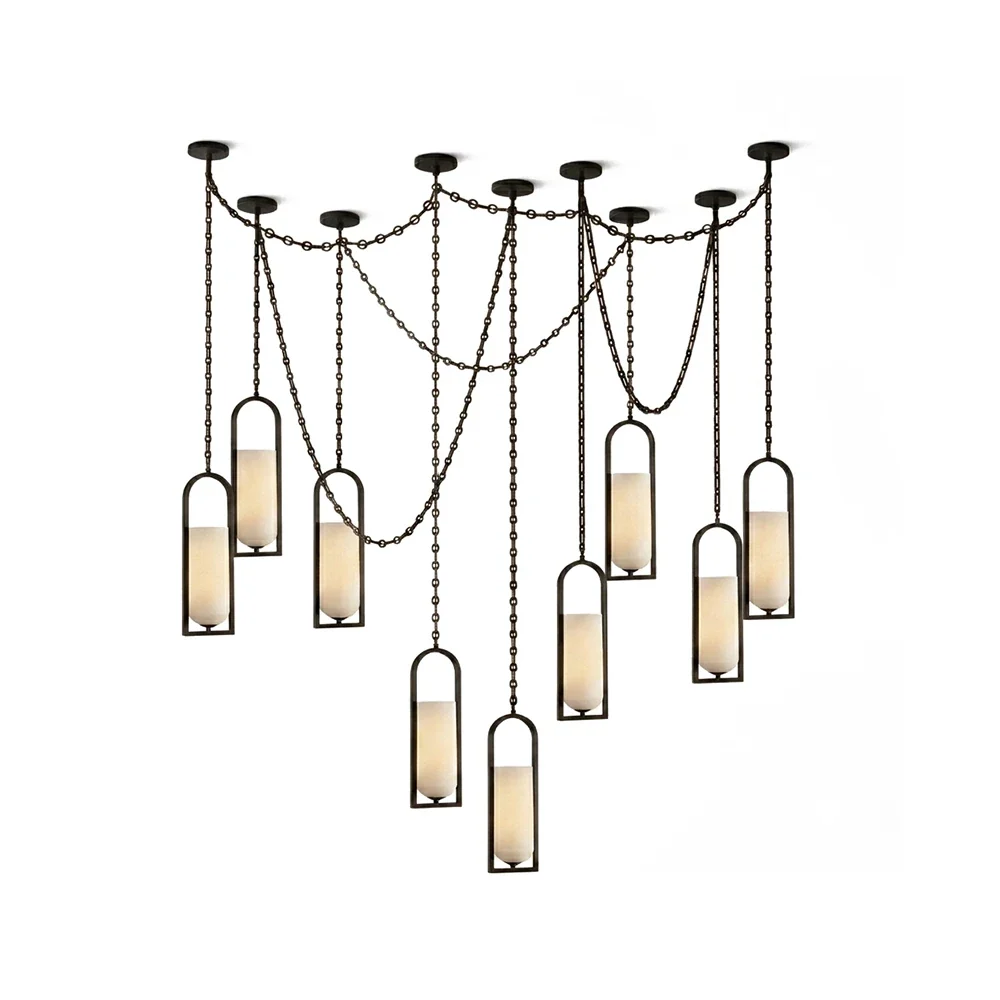 Alabaster Melange Small Chain Chandelier – Alabaster detail 39