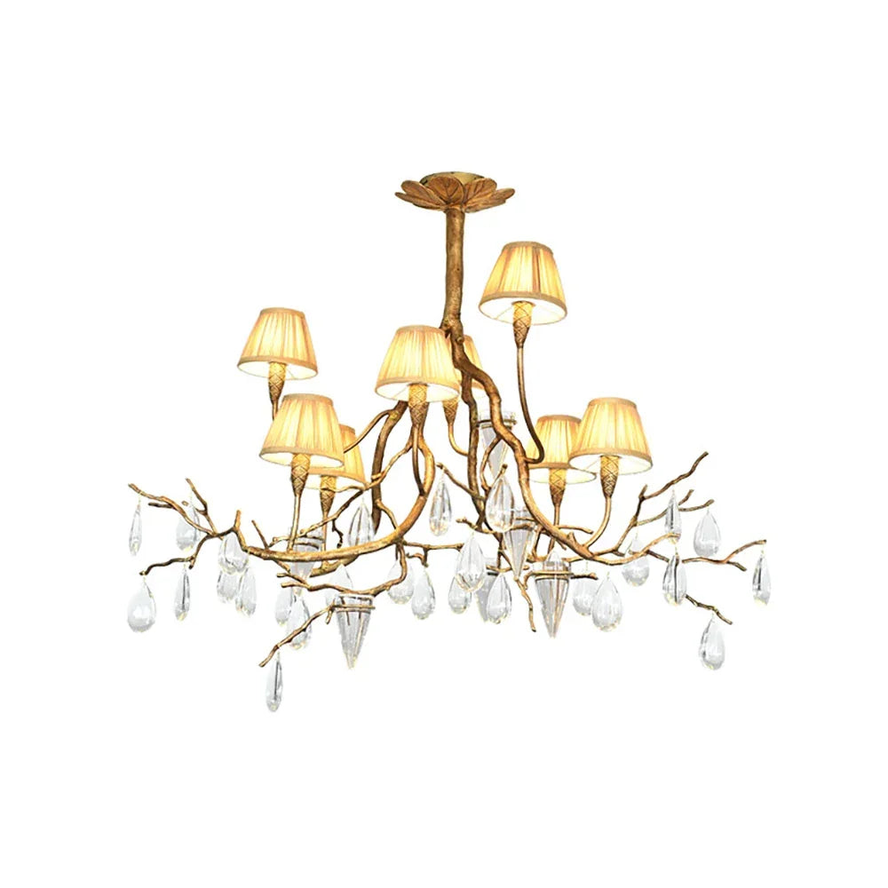 Brass Branch Crystal Teardrop Chandelier – Crystal detail 15