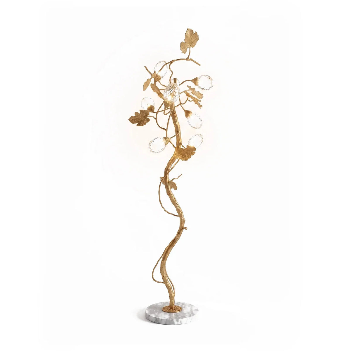 Brass Tree Branch Maple Leaf Vines Marble Floor Lamp – Marble detail 16