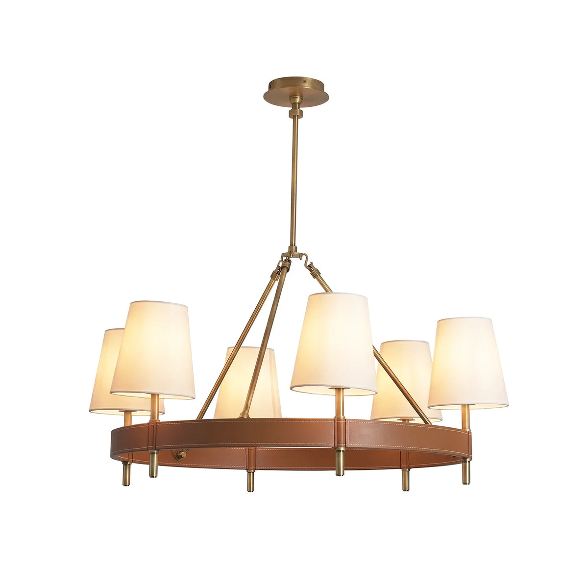 Bridell Leather-Wrapped Brass Chandelier – Brass detail 33
