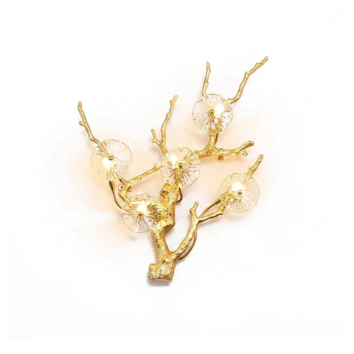 Glass Lotus Leaf Brass Branch Wall Lamp – Glass detail 18