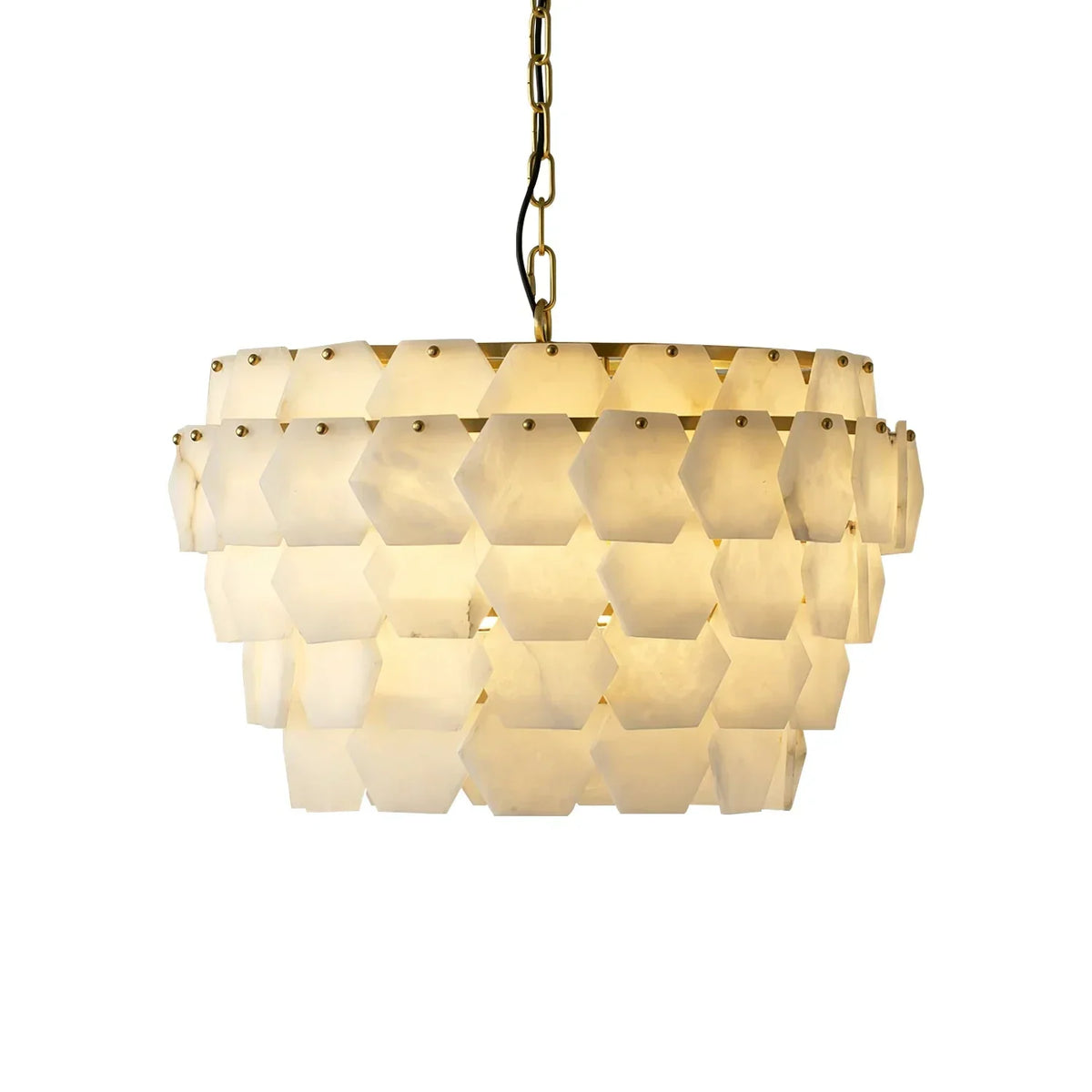 Hexagonal Layered Alabaster Chandelier – Alabaster detail 16