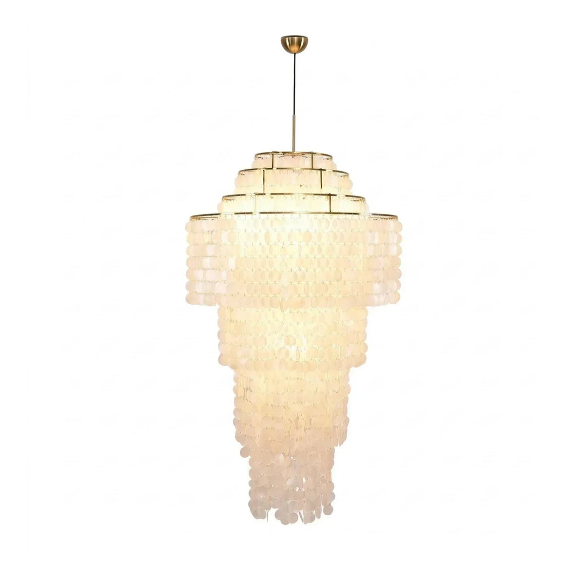 Multi-Layered Capiz Shell Cascading Iron Chandelier – Iron detail 20