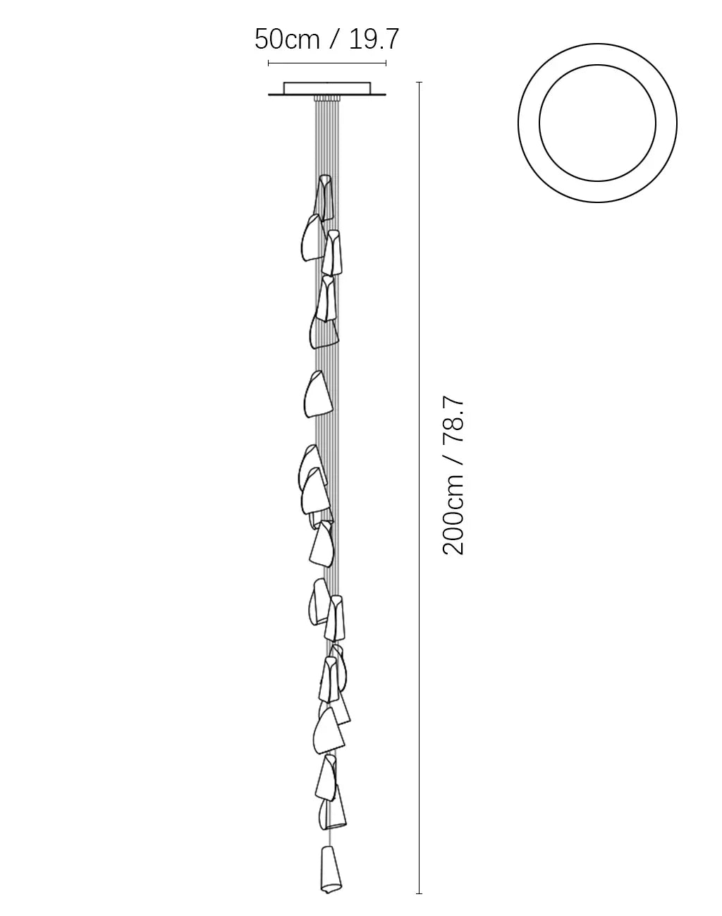 Series 21 Glass Pendant Light Cluster – Glass detail 74