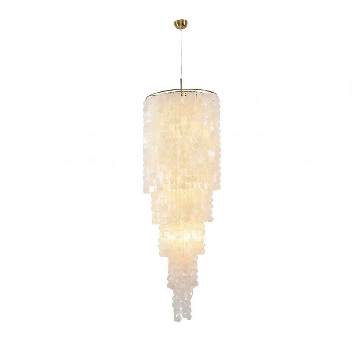 Tiered Capiz Shell Cascading Iron Chandelier – Iron detail 22