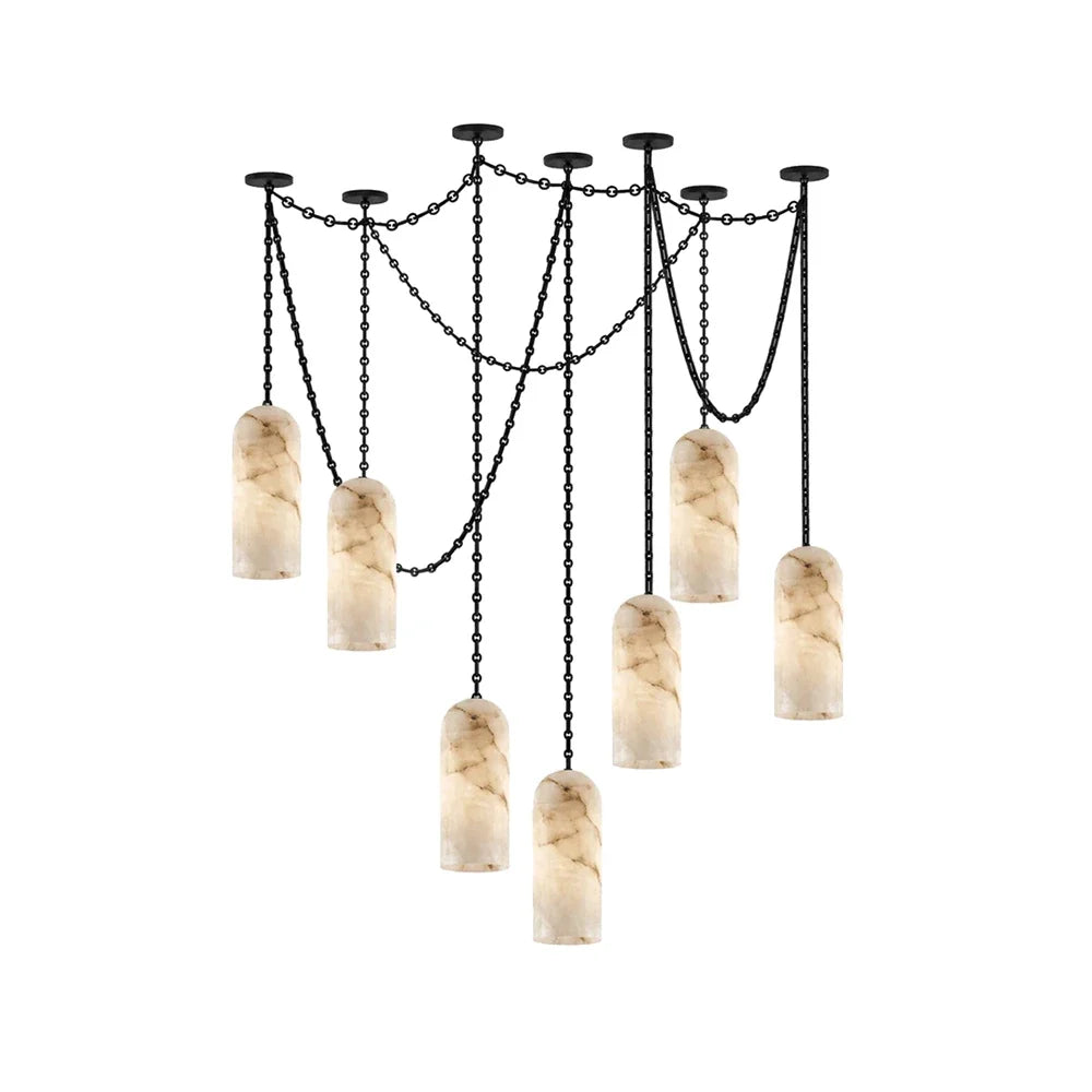 Verian Alabaster Capsule Chain Chandelier – Alabaster detail 34