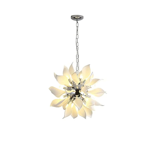 Ceramic Petals Blooming Iron Chandelier
